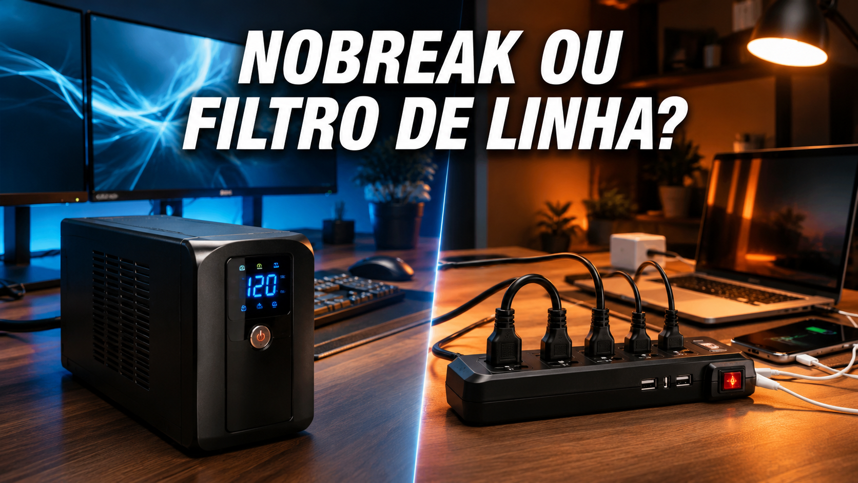 Comparação entre nobreak e filtro de linha para proteção de equipamentos eletrônicos
