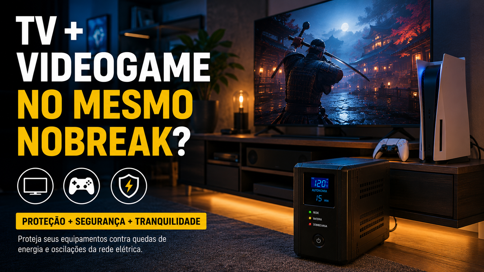 Jogo e proteção na sala cômoda